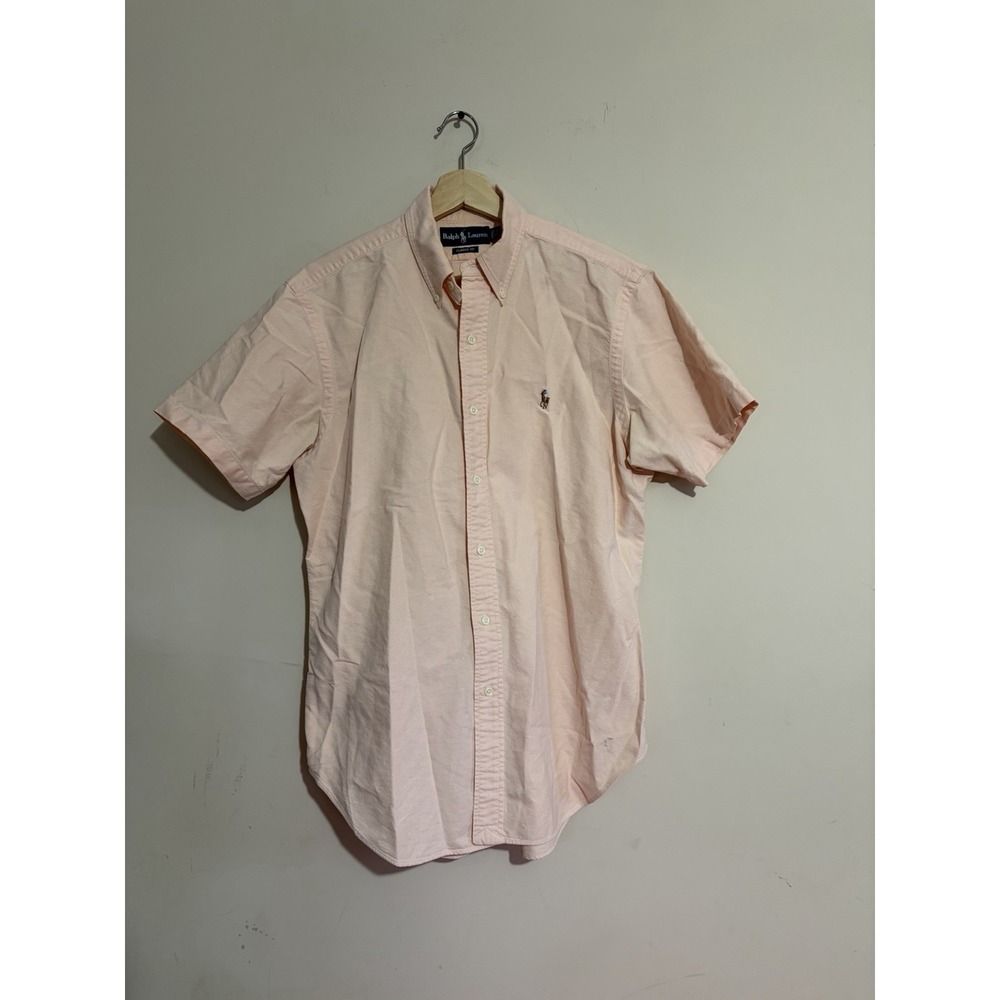 Ralph Lauren Oxford Short Sleeve Shirt Men Peach Custom Fit 15 1/2 32/33  Preppy